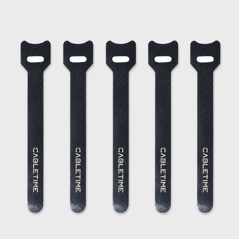 Reusable Hook and Loop Cable Ties for Desk, PC and Office Wire Organization (5 Pack)