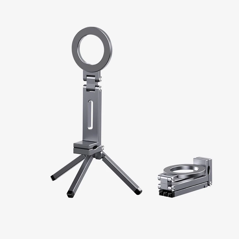 Portable Magnetic Phone Stand Tripod with Clip, Foldable MagSafe Phone Holder for iPhone & Smartphones