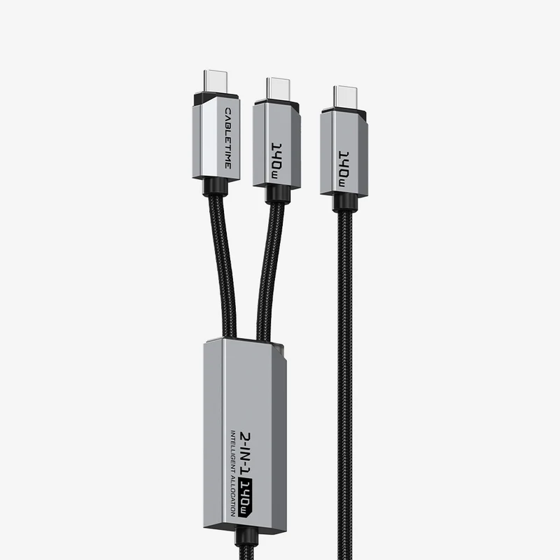 2-in-1 140W USB-C to Dual USB-C Cable for MacBook Pro, iPad, iPhone 17(1.5m)