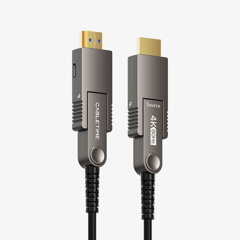 4K 60Hz Detachable Active Fiber Optic HDMI 2.0 Cable In Wall - 18Gbps AOC for Home Theater, PS5, Projectors