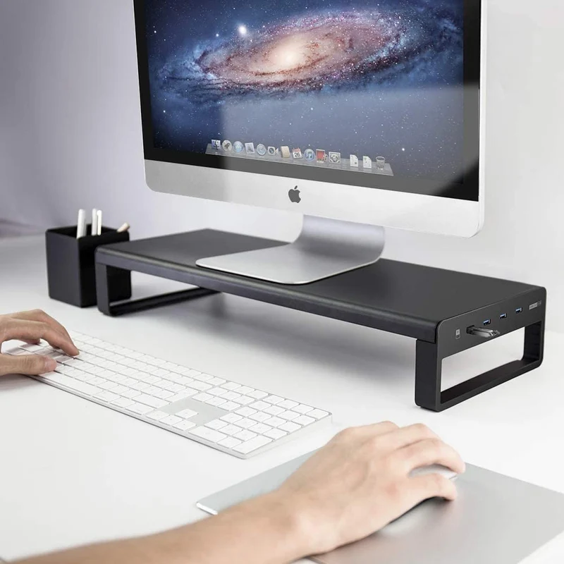 Riser de moniteur en aluminium 4 ports USB 3.0