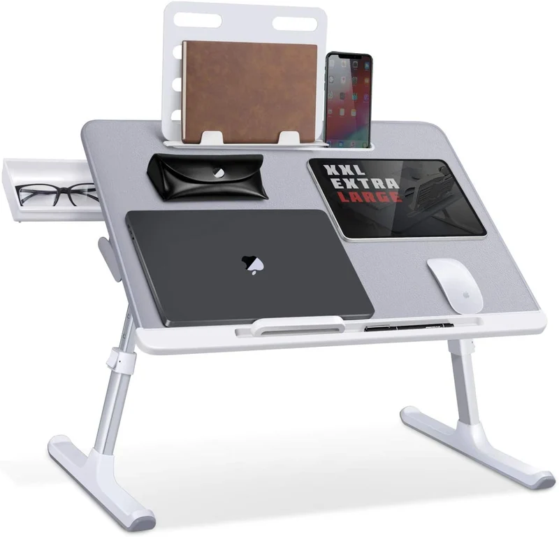 Support pour ordinateur portable pliable et réglable X-Large avec tiroir de rangement