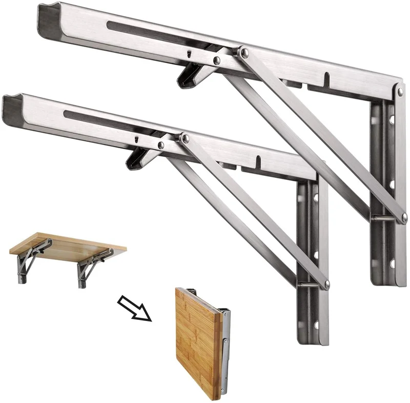 Support pliable en acier inoxydable robuste pour banc de travail mural peu encombrant, lot de 2