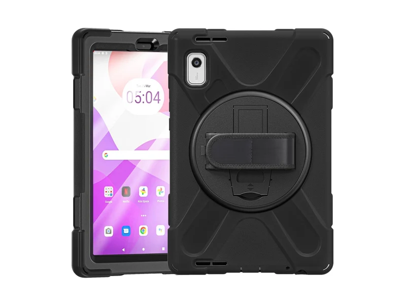 DLH Coque renforcee avec bandouliere, poignee rotative et pied support pour Samsung Galaxy Tab A8 10.5" (SM-X200 / SM-X205) DY-RC4586
