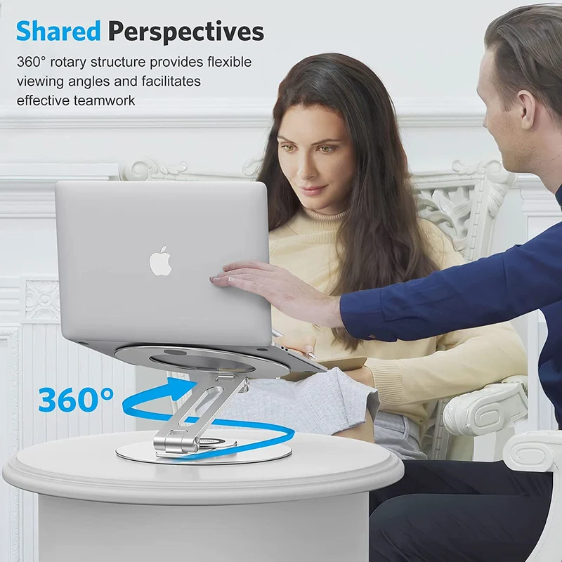 Support pour ordinateur portable réglable en aluminium avec base rotative à 360 °