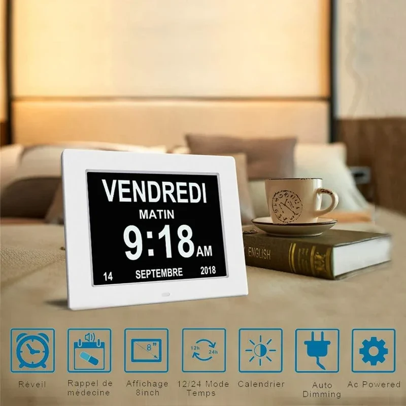 Horloge Alzheimer numérique Tablette jour / mois / année