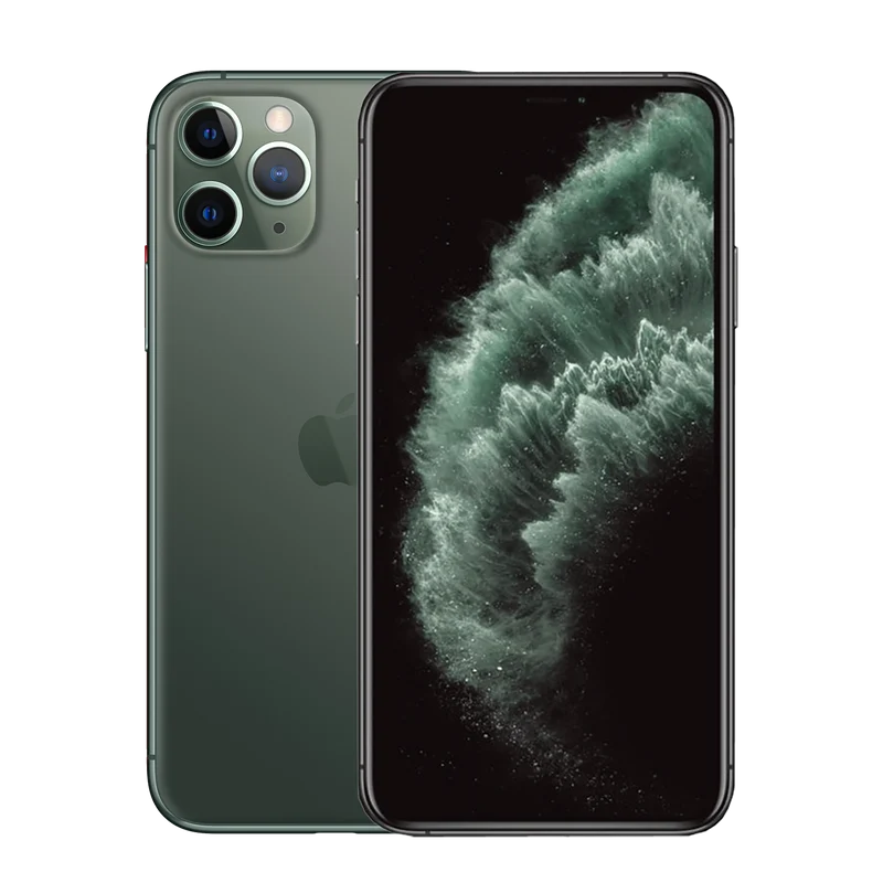 iPhone 11 Pro Max 512 Go - Vert Nuit - Débloqué avec Coque en Silicone pour iPhone 11 Pro Max - Bleu Nuit - Batterie Neuve